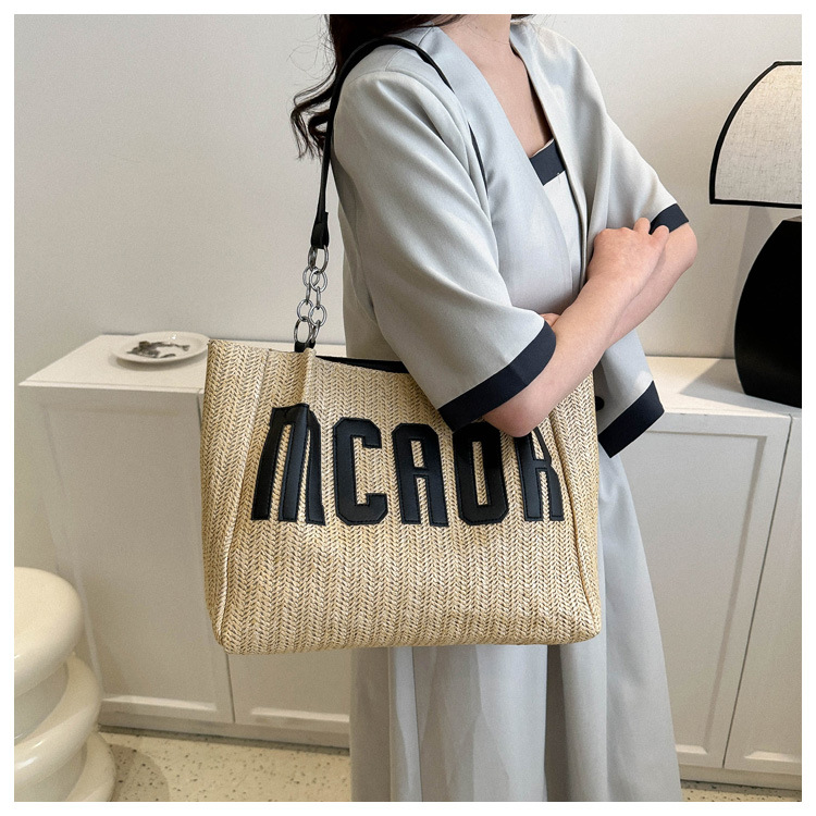 Large capacity fashion tote bag 2025 new style this year's popular woven single-shoulder bag underarm letter handbag wholesale undefined