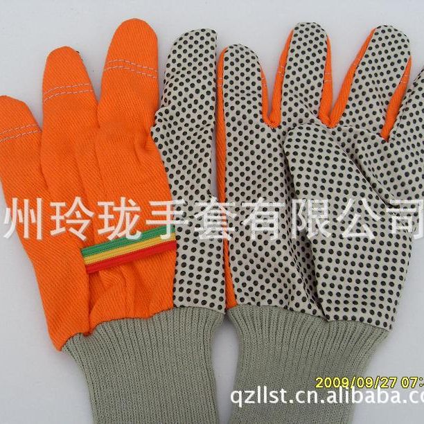 生产销售LS04橙黄色点塑防滑保暖工作防护手套