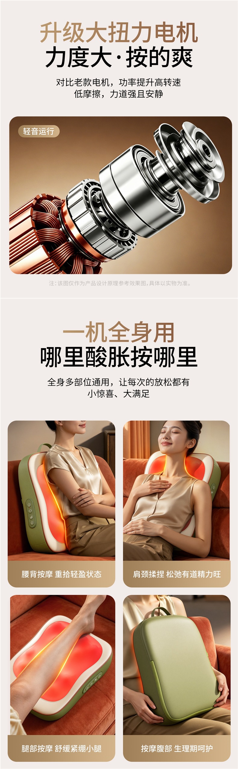 Oaks massage cushion for neck, waist, and back, multifunctional kneading device, automatic full-body home pillow, office gadget