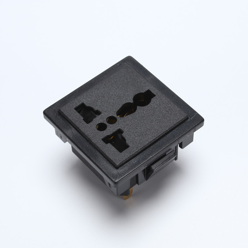 多功能AC-114黄铜嵌入式测试架品字插座 卡位式电源插座