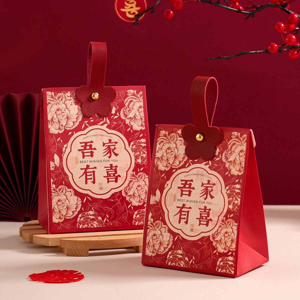 Gift box linen bag set, premium wedding candy boxes, multiple designs, sizes small–medium–big