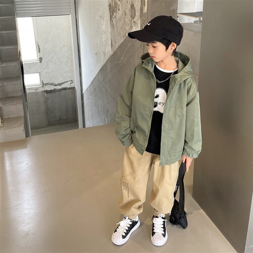 Boys' functional style workwear hooded three-proof jacket 2024 spring and autumn new style children's Korean style children's clothing outdoor jacket