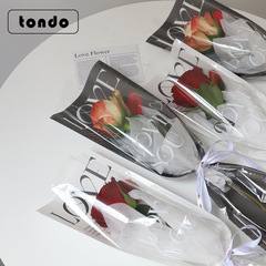 Teacher's Day Transparent OPP Flower Packaging Bag LOVE Straight-Style Bag for Valentine's Day — Single Rose Bouquet & Individual Flower Wrap