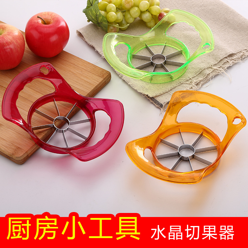 Divisor de fruta descorche Cortador de plástico Cortador de fruta de manzana de acero inoxidable Cortador de fruta de manzana grande