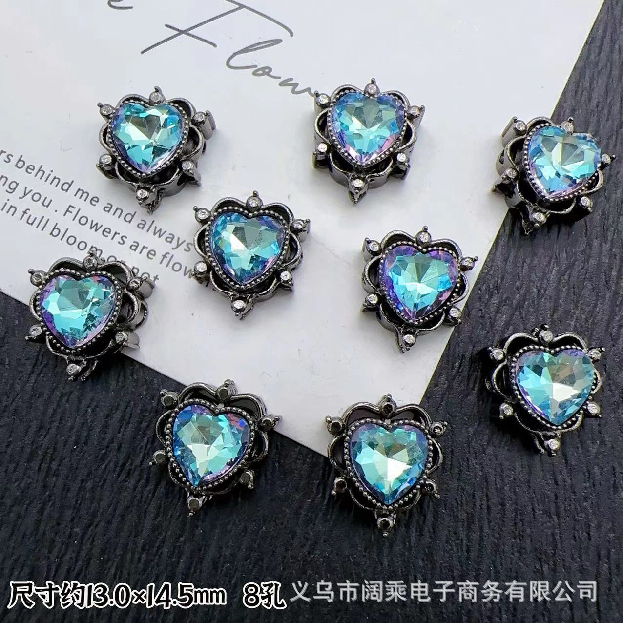 マイクロ象嵌ジルコニウムダイヤモンドマルチカラーピーチハートラブ8穴ビーズリング表面DIYビーズブレスレットネックレスジュエリーアクセサリー