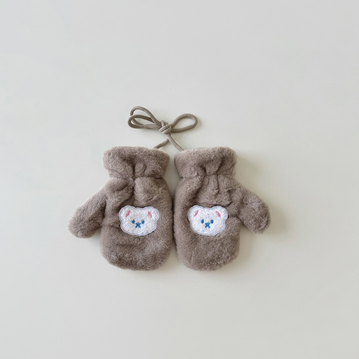 Gyerek kesztyű Winter Bear babáknak, fiúknak és lányoknak, vastagított polár, meleg, lógó nyakú, teljes kiszerelésű kesztyűvel_voghion.com