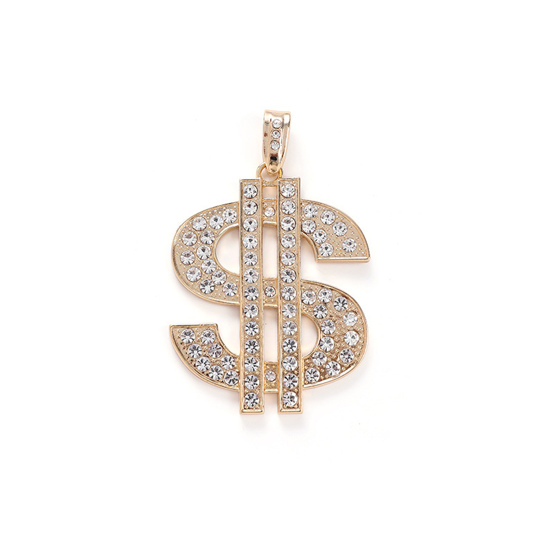 Collier pendentif signe dollar style hiphop en alliage pour adulte_voghion.com