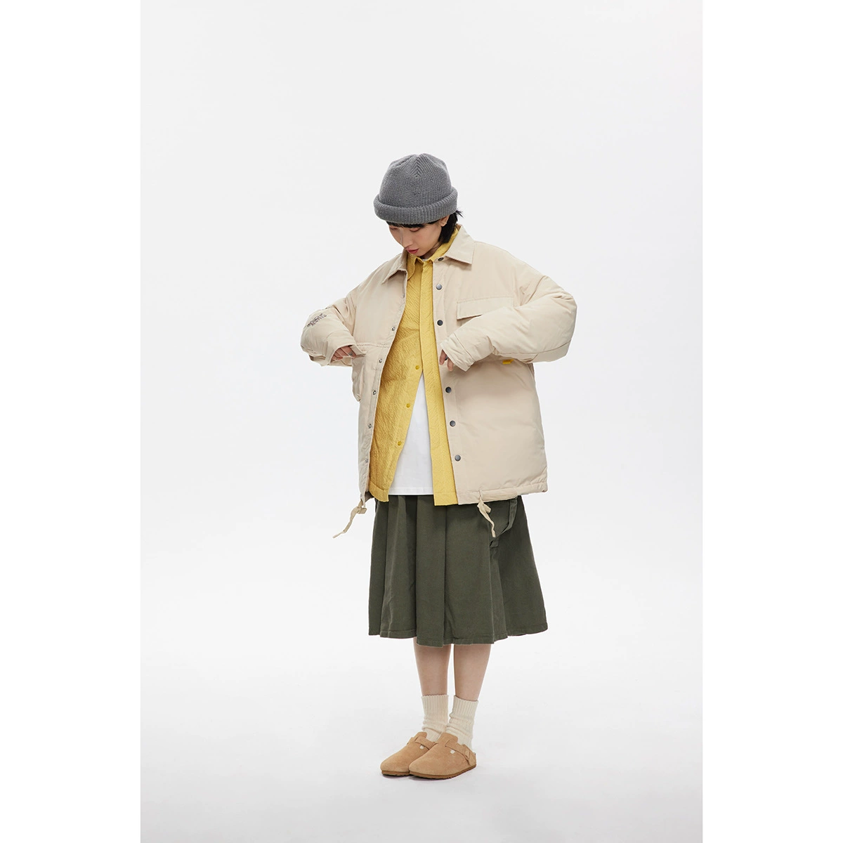 Keep warm men's shirt, velvet waterproof down jacket, oversize