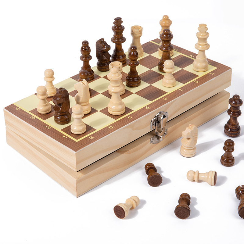 Ajedrez magnético transfronterizo de madera 2 en 1 ajedrez plegable juegos juegos competitivos para adultos y niños juguetes de puzzle al por mayor