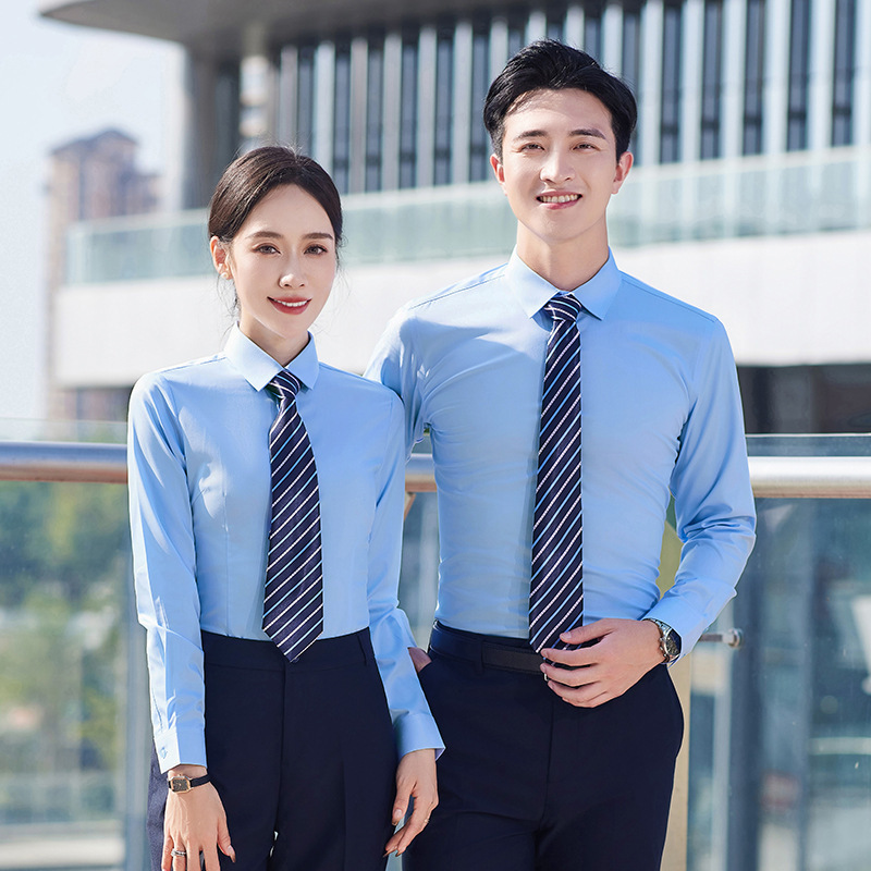 Bamboo fiber anti-wrinkle non-ironing shirt men's and women's work clothes 4S sales long short sleeve shirt wholesale embroidered logo