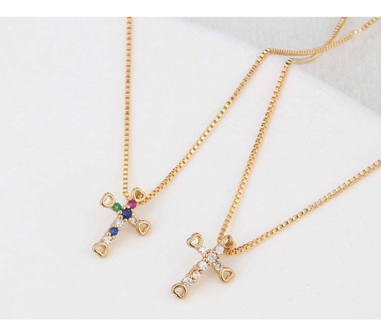 retro cross heart zircon necklace new electroplating moon drop cross pendant