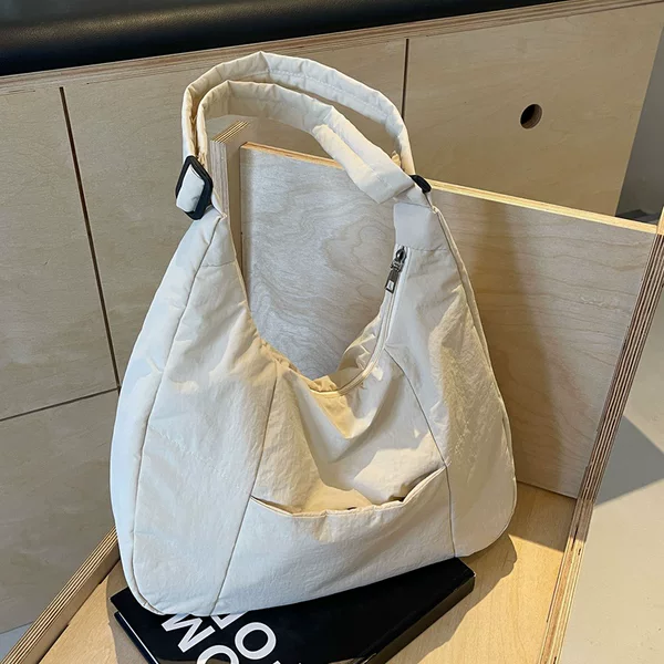 Korean style fashionable cotton-padded shoulder bag 2024 new quilted large capacity tote bag Korean style retro solid color shopping bag