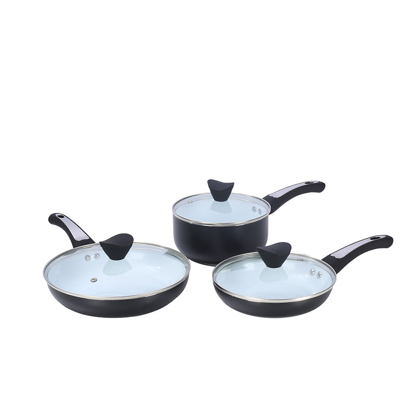 Conjunto de utensilios de cocina sartén antiadherente hogar cocina universal olla de cocina conjunto de seis piezas conjunto de regalo olla al por mayor