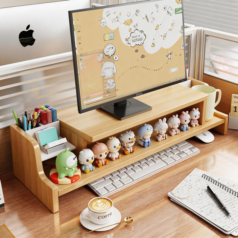 Computer height-adjustable stand for office desktop, desktop computer riser, workstation display stand, elevated base