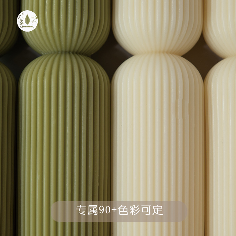 Exclusiva transfronteriza para velas de aromaterapia cilíndrica a rayas, adornos decorativos blancos y verdes, recuerdos, venta al por mayor, estilo caliente, hecho a mano
