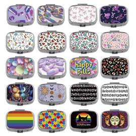 医生药片便携式合金药盒分格两格收纳盒化妆镜折叠避光密封药丸盒