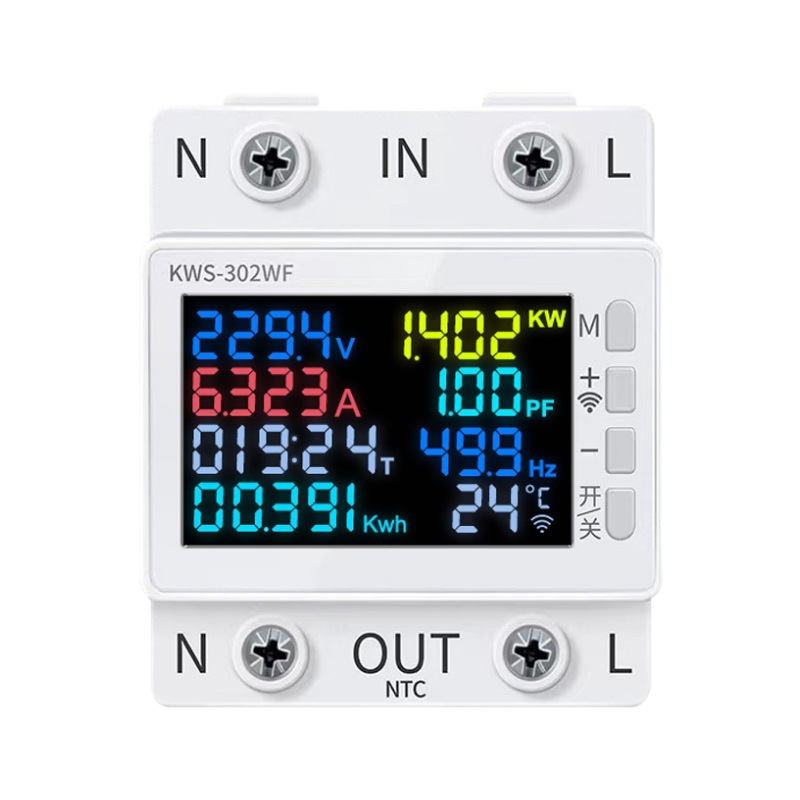 Medidor de Electricidad Inteligente con Pantalla LCD Estilo Graffiti para el Hogar, Control Remoto por WiFi, Protección contra Sobretensión, Bajo Voltaje, Sobrecalentamiento, Sobrecorriente y Corte de Energía