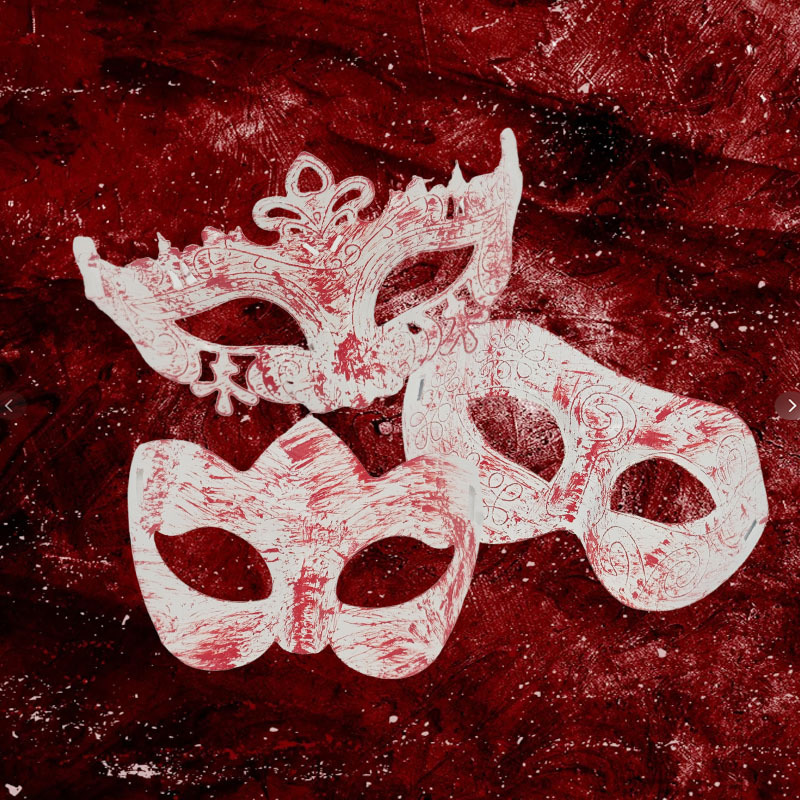 Nueva fiesta de Halloween máscara de sangre de terror retro máscara de cabeza plana agujerada samurai romano cosplay