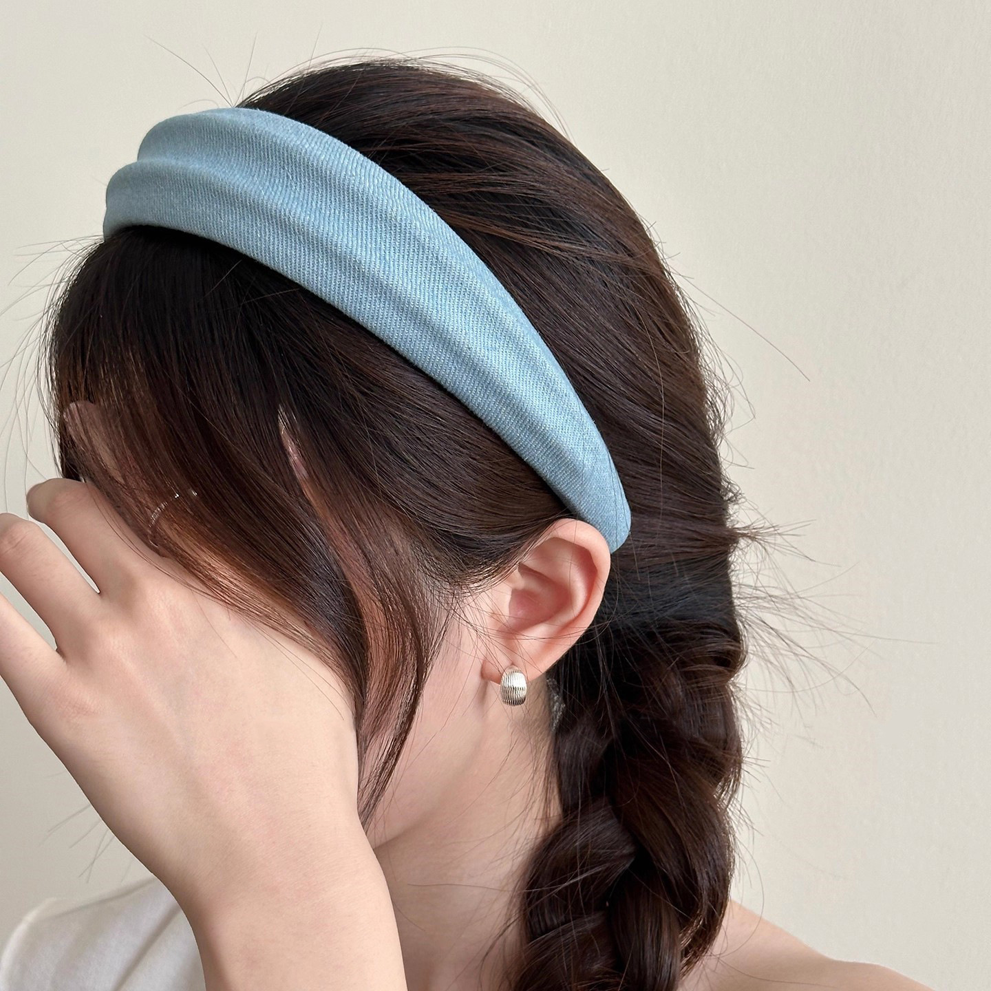 F116-4 # Light blue denim headband