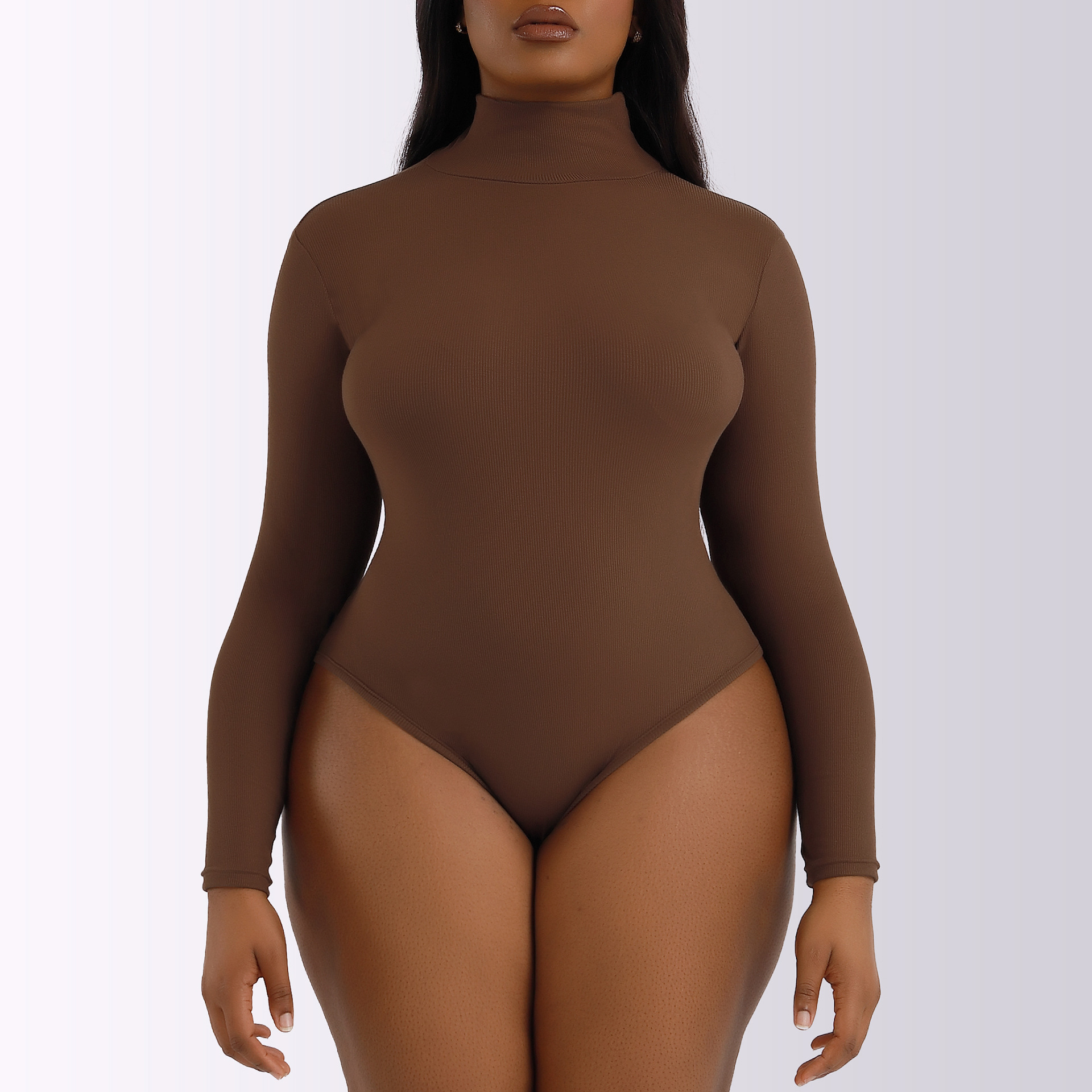 Body de Mujer para Otoño e Invierno, Estilo Europeo y Americano, Cuello Alto, Manga Larga, Ajustado