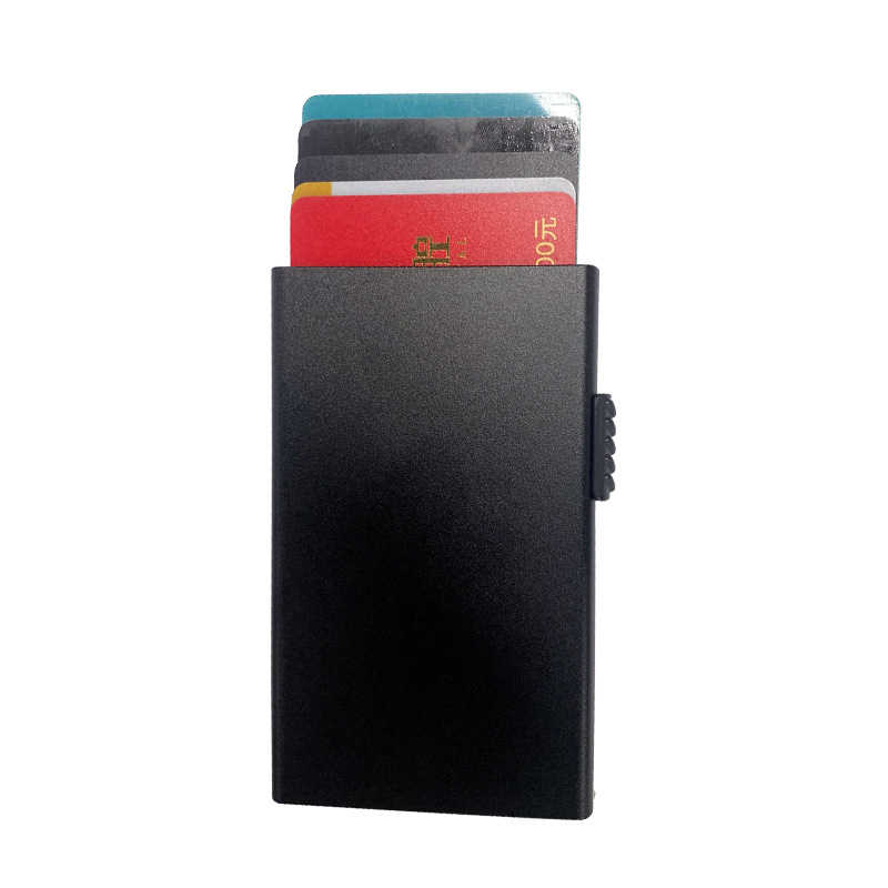 Venta caliente de comercio exterior caja de tarjeta de crédito automática de metal paquete de tarjeta titular de la tarjeta Fábrica en stock al por mayor de aluminio aleación de titanio RFID paquete de tarjeta