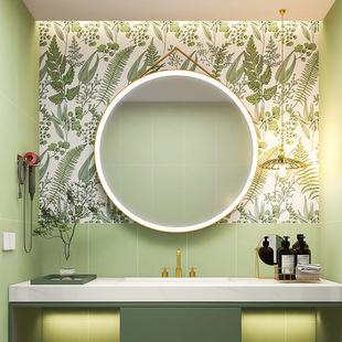 French Bathroom Tile Retro Plant Green Tile Art Background Wall Tile Toilet Bathroom Kitchen Tile