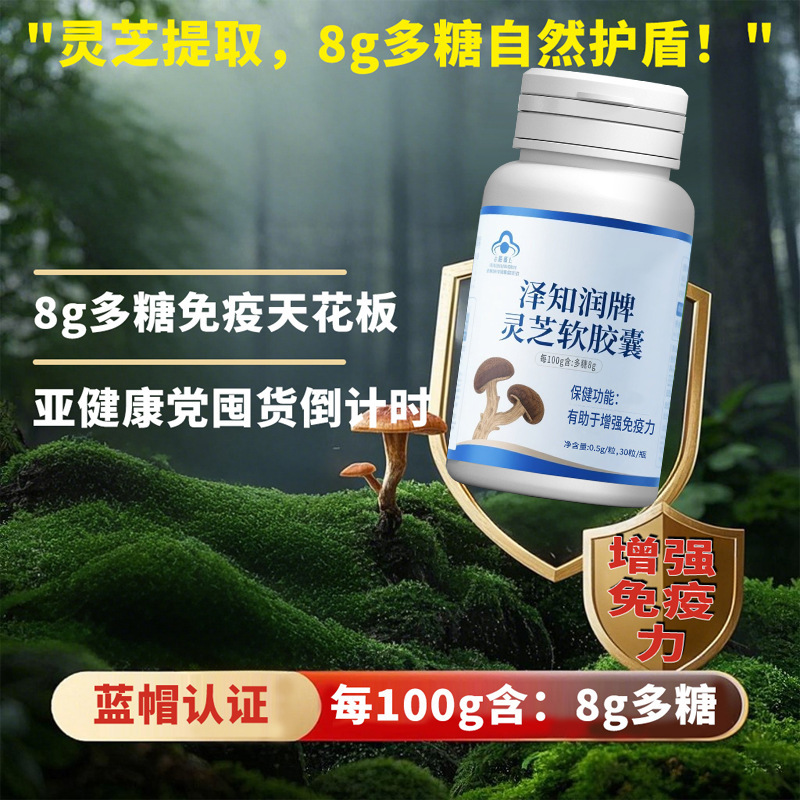 泽知润牌灵芝软胶囊批发 厂家蓝帽保健食品中老年灵芝软胶囊定制|undefined