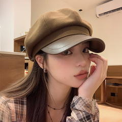 百搭毛呢贝雷帽子女秋冬季显脸小八角帽街头文艺复古英伦风画家帽
