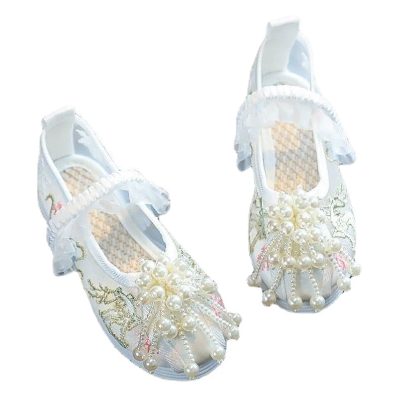 Новая обувь с вышивкой для девочек Весенне-летняя детская обувь ханьфу Тканевая обувь в китайском стиле Детская обувь Old Beijing