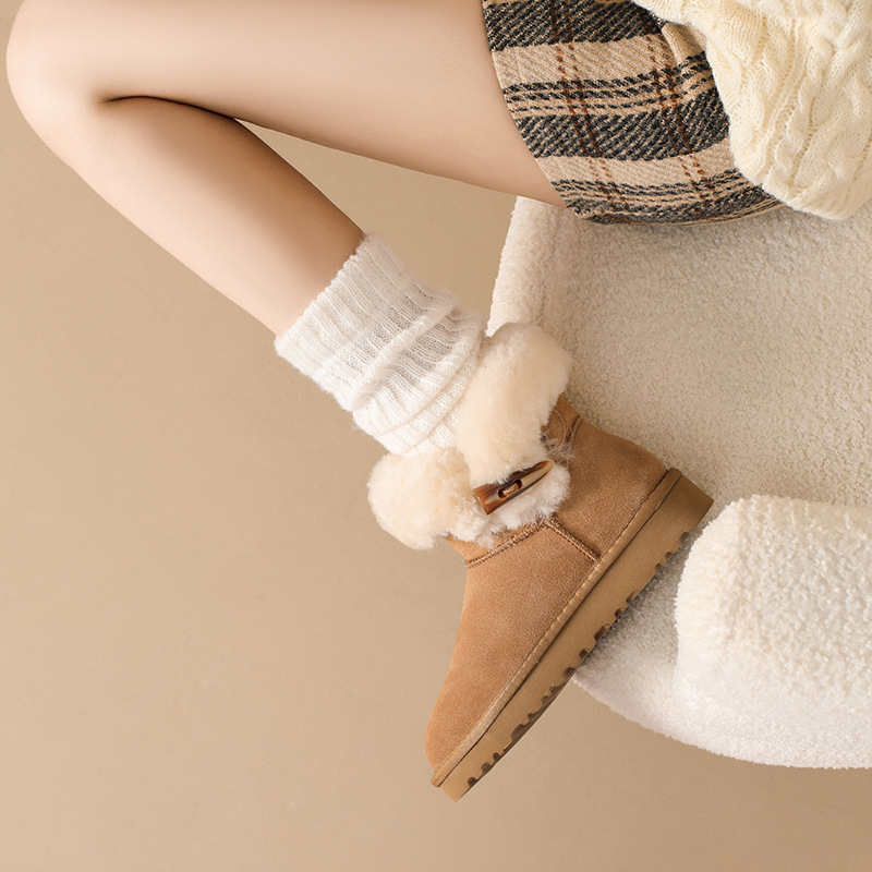 Botas de algodón gruesas y cálidas antideslizantes de piel de otoño e invierno, botines de lana_voghion.com