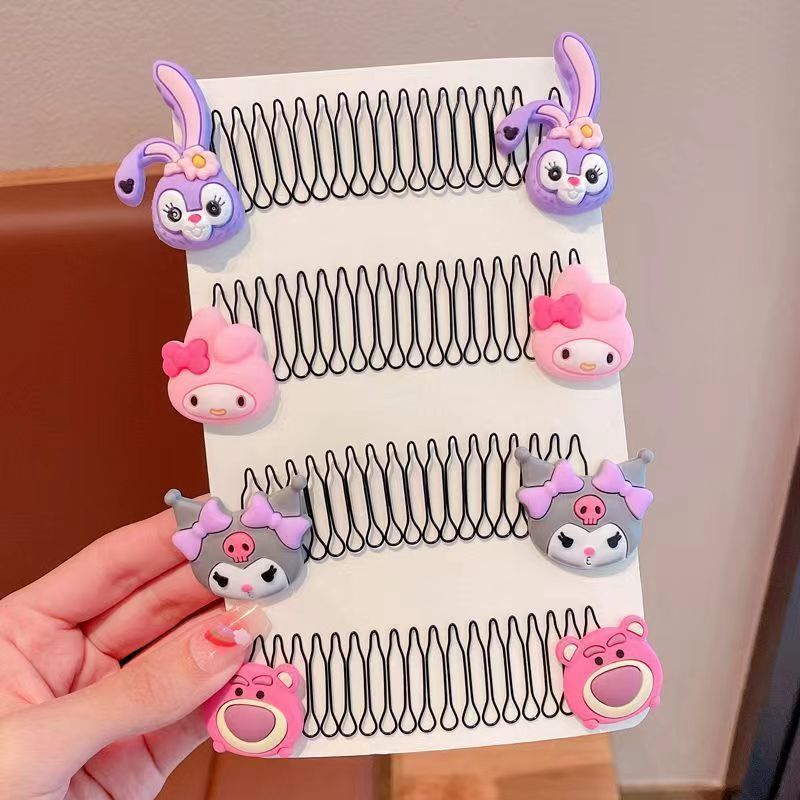 赤ちゃんの切れ毛加工品、子供用特別人気コーム、イチゴクマのヘアピン、女の子用固定加工品、プルヘアコーム|undefined