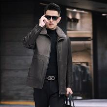 真皮皮衣男中长款羽绒服水貂翻领秋冬新款休闲皮夹克外套头层牛皮
