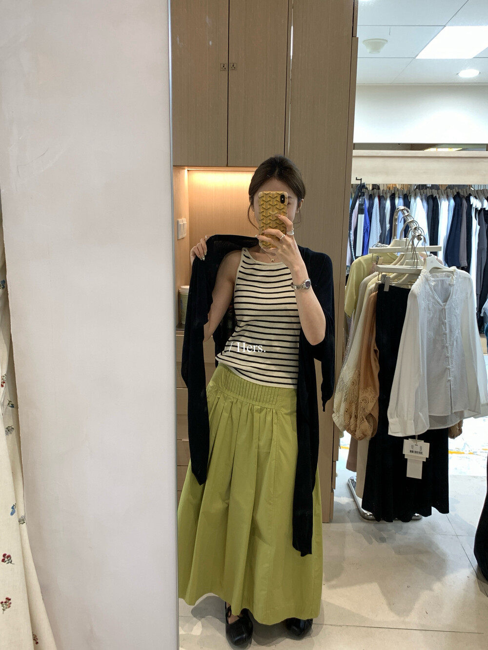 Áo hai dây nữ cổ tròn phong cách Hàn Quốc, chất liệu đan mềm mại, mặc trong hoặc ngoài — xanh đậm, xám đậm, màu đen, Sữa vàng chi tiết 10