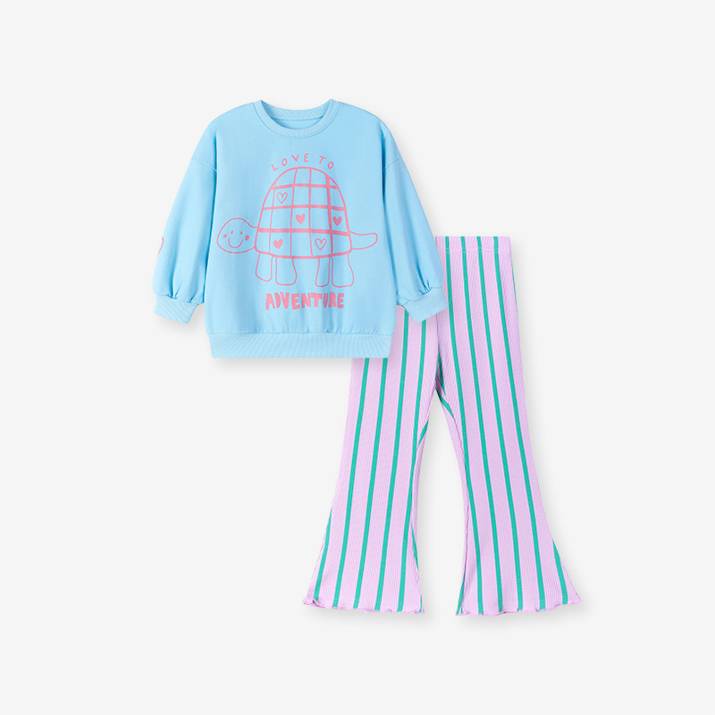 Little maven ropa infantil transfronteriza europea y americana al por mayor otoño linda niña ropa infantil traje infantil de algodón a rayas image 7