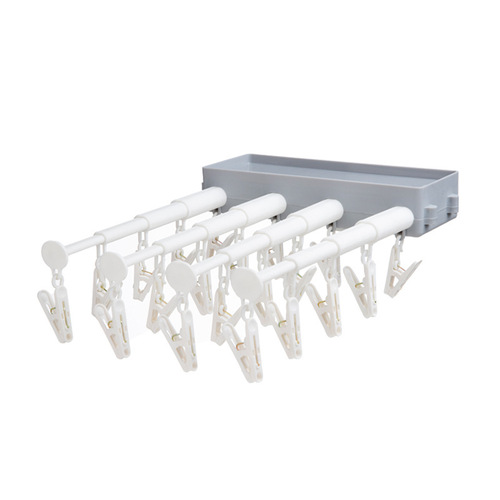 Wall-mounted retractable folding underwear drying rack dormitory punch-free clothespins socks underwear windproof storage clip