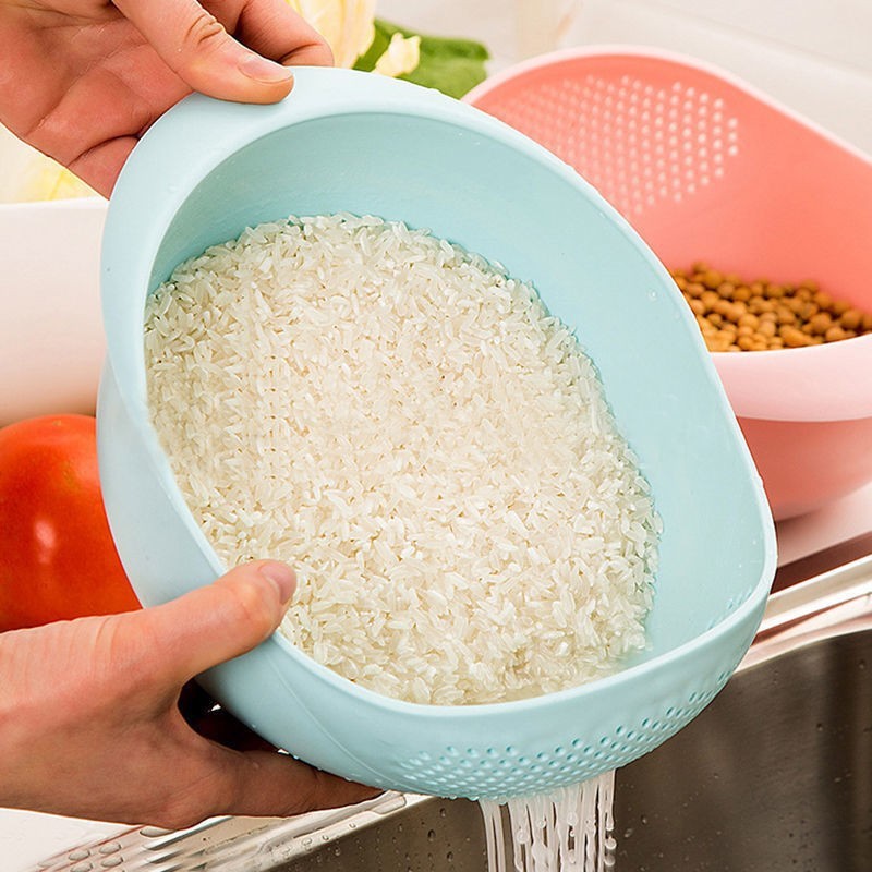 厚みのある米洗い器、多機能洗米ざる、キッチン米洗いバスケット、プラスチック水切りバスケット、家庭用野菜洗いバスケット、フルーツバスケット|undefined