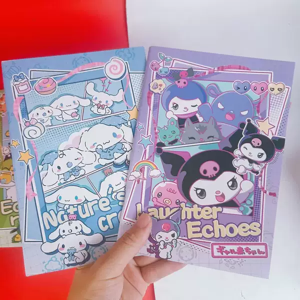 Cute Pet Notebook with Saddle Stitch Binding, High-Quality Kuromi Design, Full-Color Pages, Planner, Student Diary, Hand-Drawn Notebook