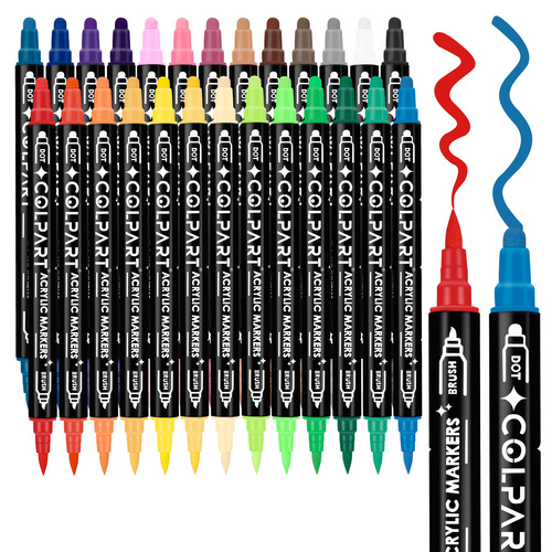 Dual-Head Acrylic Marker Speed-Dry DIY Doodle Outline Pen Art Supply Acrylic Paint Marker Set