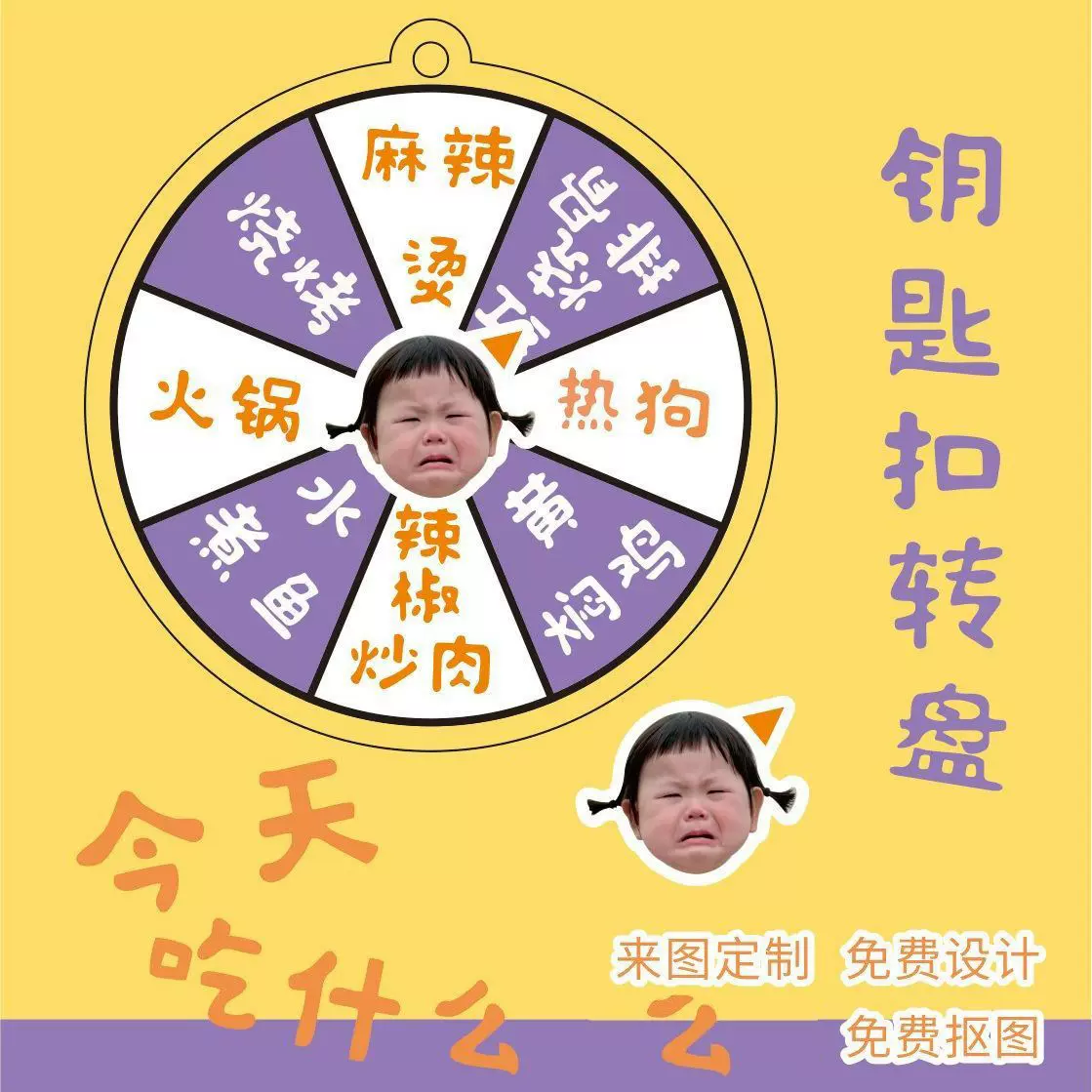 旋转亚克力钥匙扣定制创意转盘小挂件Q版动漫明星周边diy应援物料