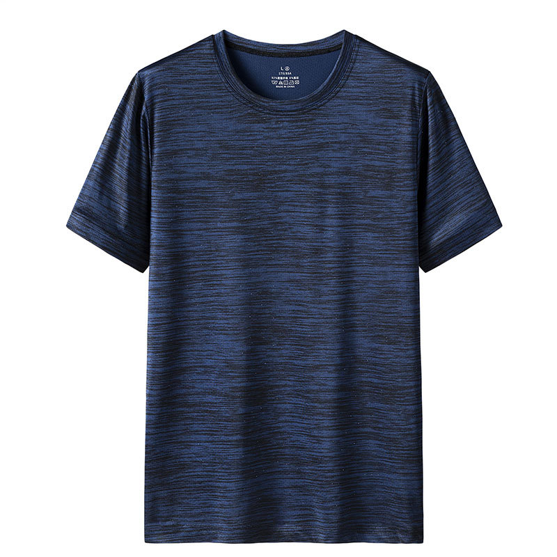 M-8XL más el tamaño de los hombres de cuello redondo Camiseta de manga corta Verano de secado rápido sudor absorbente transpirable deportes casual hielo seda camiseta moda