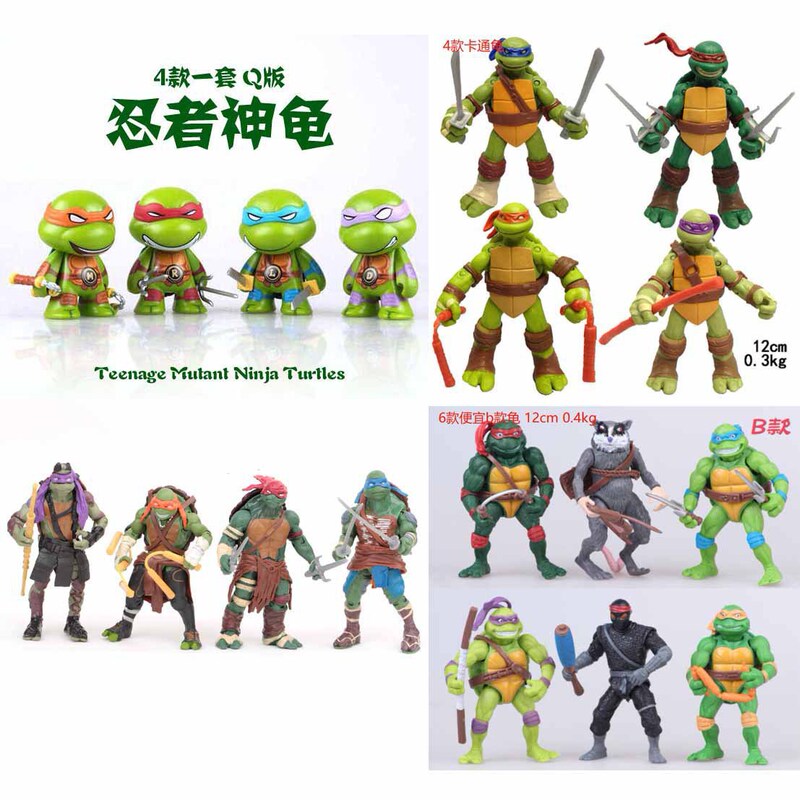 4 and 6 Versions of the Teenage Mutant Ninja Turtles Movie Version Cartoon Version Raphael Doll Action Figure Model Toy
