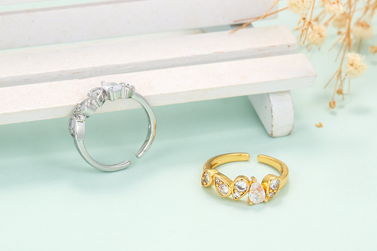 Unisex Gender Plating Design Wholesale Fashion Diamond Drop-shaped Copper Ring Nihaojewelry