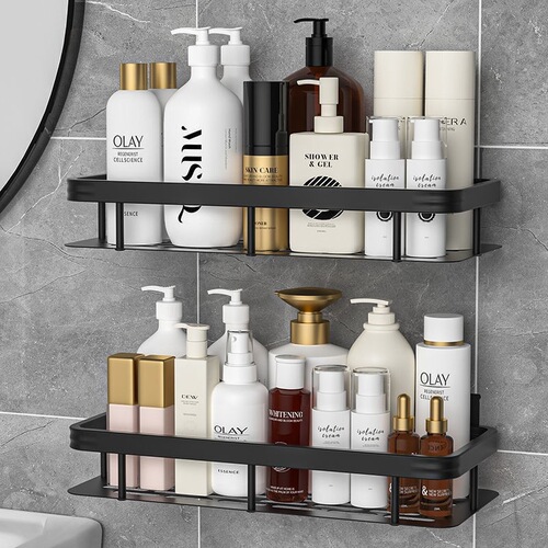 Bathroom Shelf Space Aluminum Sanitary Long Rectangular Shelf without Drilling Corner Corner Bracket Adhesive Cup Triangle Bracket
