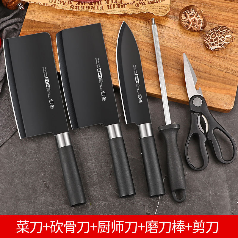 Cuchillo de acero inoxidable conjunto de seis piezas set de cocina negro regalo cuchillo de cocina combinación de cuchillo de cocina cuchillo de cocina
