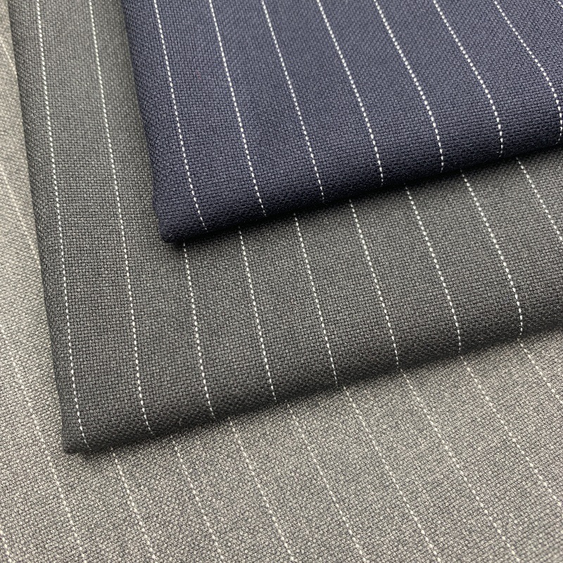 现货TR弹力条子面料 男女西装 裤子 套装面料条纹修身抗皱