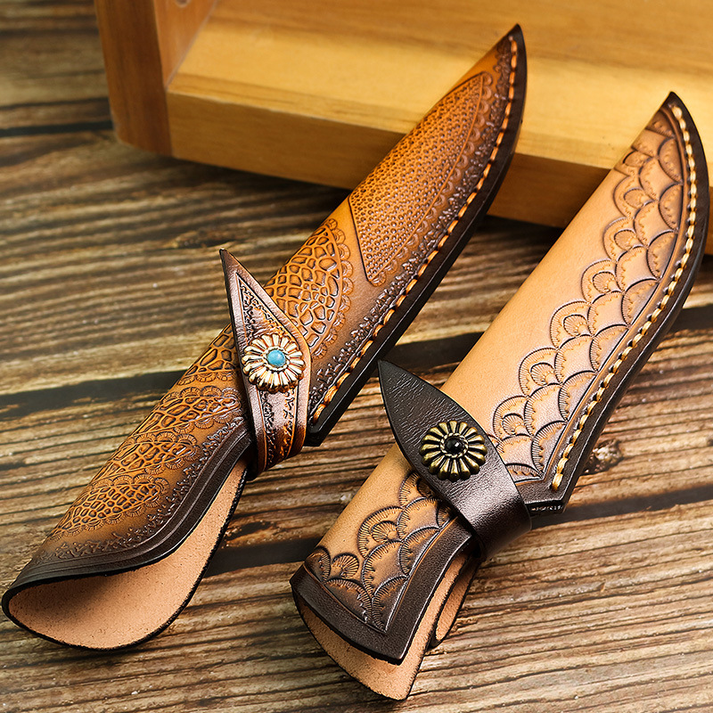 厂家批发 头层树膏皮刀具护鞘刀鞘小刀皮套暗影狐狸护套真皮刀套