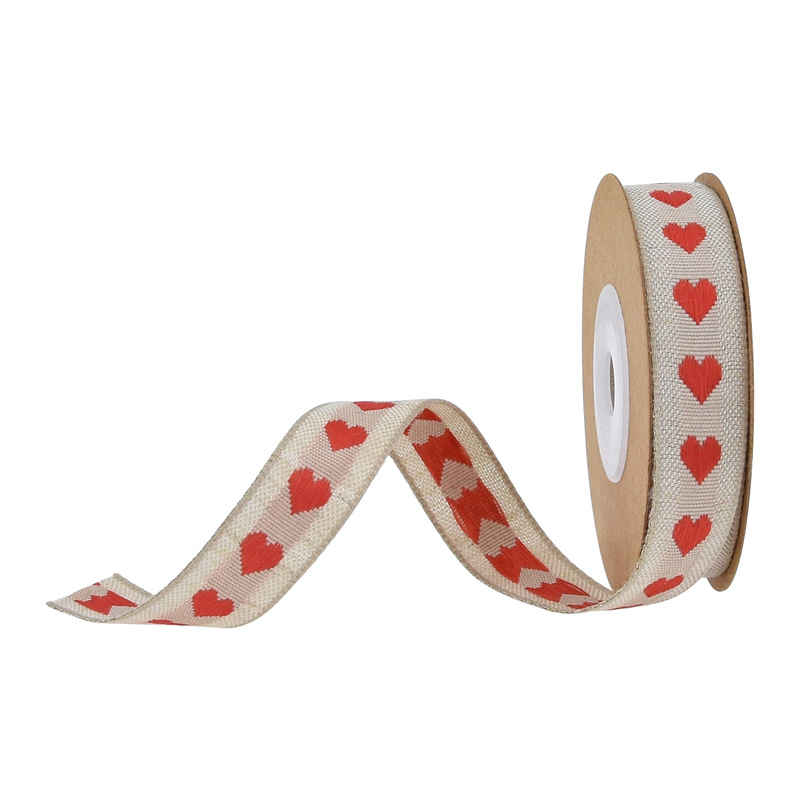 Amazon nuevo hilo teñido jacquard amor cinta de lino artificial natural retro cinta de lino artificial cinturón de embalaje de regalo