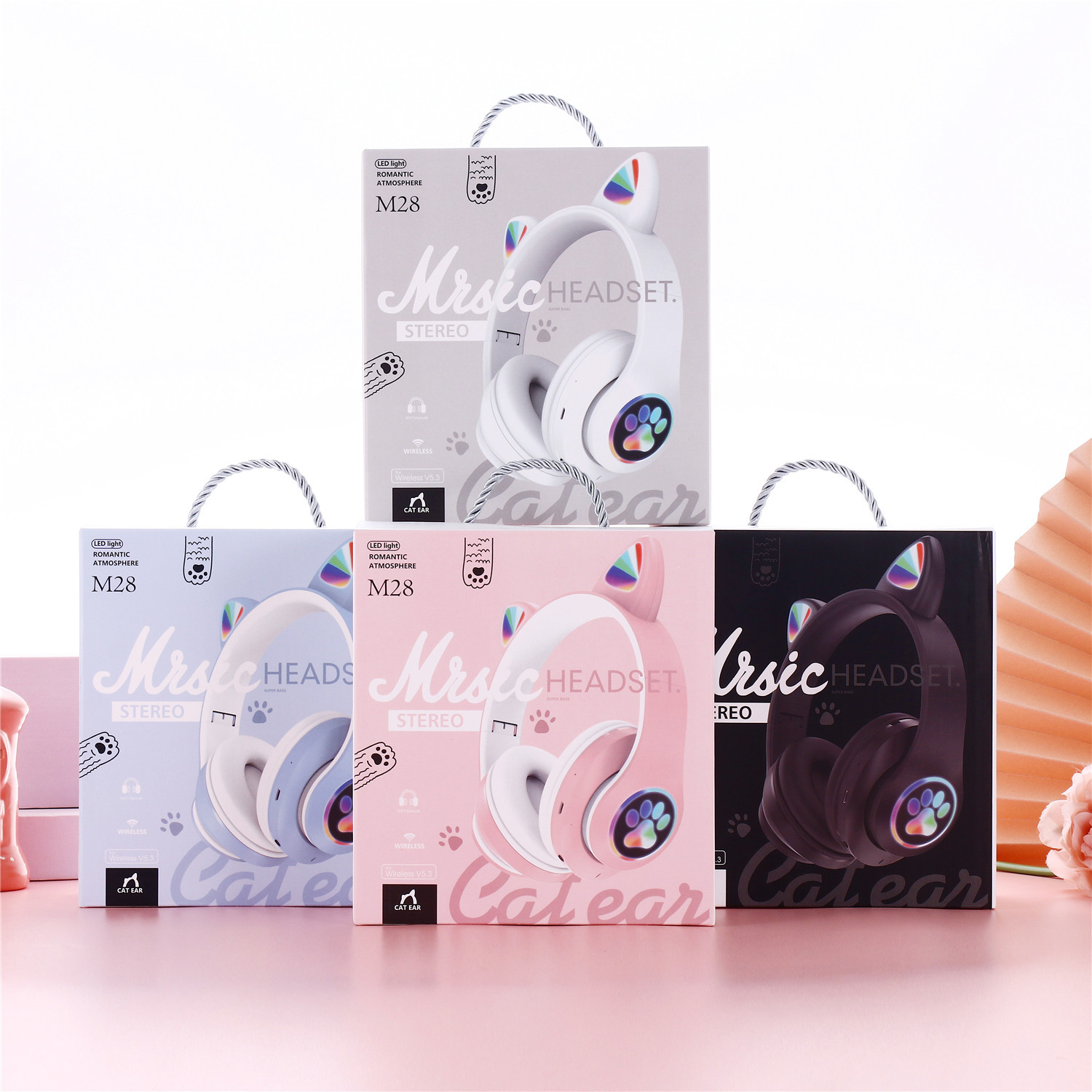 auriculares bluetooth tarjeta inalámbrica deportivo m28 con luces de color LED Apple y Android