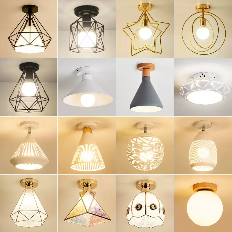 北欧吸顶灯创意过道飘窗灯简约现代入户玄关阳台走廊卧室水晶灯具