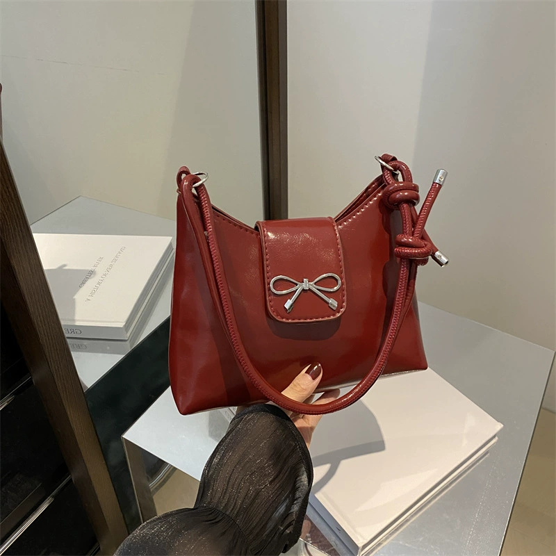 Плечевая сумка One-Shoulder, корейский стиль, маленький бант, компактная сумка под руку